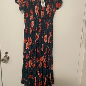 NWT Torrid Teal Floral Midi Dress WITH POCKETS!